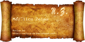 Málics Zelma névjegykártya